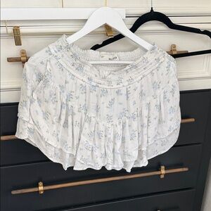 Hollister White Skort with Light Blue Floral Print